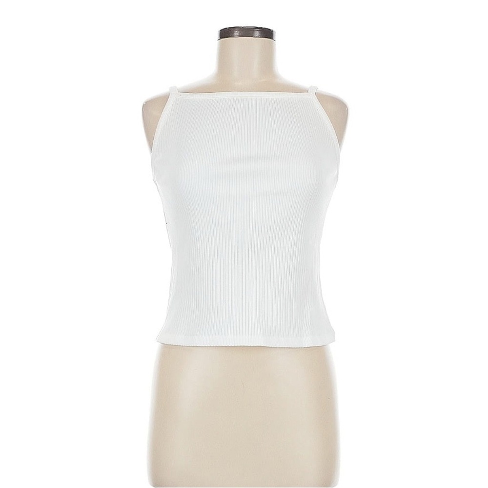 Old Navy White Ribbed High Neck Tank Top NWT